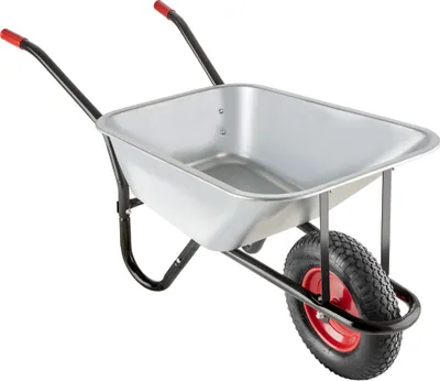 Zdjęcie produktu dla Taczka Tectake 100 l, ocynkowana stalowa wanna, nośność 250 kg, solidna konstrukcja z pałąkiem podtrzymującym, taczka ogrodowa, taczka budowlana