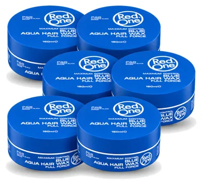 Obrázok produktu pre 6 kusov vosku na vlasy Red One Blue Aqua – Silná fixácia a lesk – 150 ml – Výhodný balík