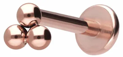 Produktbild von Ohrpiercing, Nasenpiercing Titan Labret mit Innengewinde 3 KUGELN RoséGold Stablänge: 10mm | Stabstärke: 1,2mm