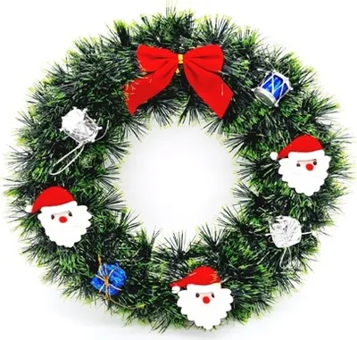 Produktbild von Türkranz 30cm Weihnachtskranz Kranz Tür Wand Hängen Girlande Weihnachten Kunststoff Deko Weihnachtsmann