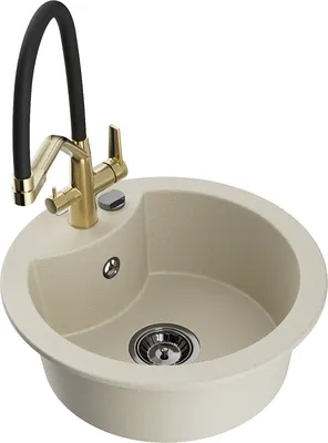 Produktbild von Mexen Diego 1-Becken-Granitspüle mit Mischbatterie Duo, Beige - 6512-69-671701-57-B