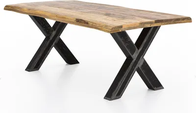 Produktbild von SIT Möbel Esstisch Baumkante 160 cm | Tischplatte 56 mm Mango natur | X-Gestell Metall used look | B 160 x T 90 x H 76 cm | 15220-41 | Serie TABLES & CO