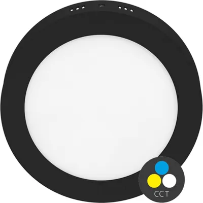Obrázek produktu pro Ecolite Černý přisazený LED panel kulatý 225mm 18W CCT LED-CSL-CCT/18W/CR