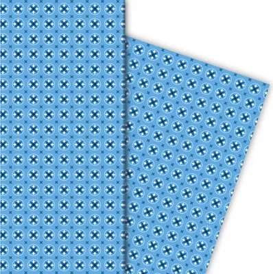 Produktbild von Grafisches Geschenkpapier mit kleinem Sternen Muster in blau - G6417, 32 x 48cm