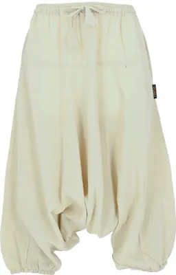 Produktbild von Aladinhose, Pluderhose, Shorts 7/8 Länge - Beige, Damen, Baumwolle, Größe: L/XL