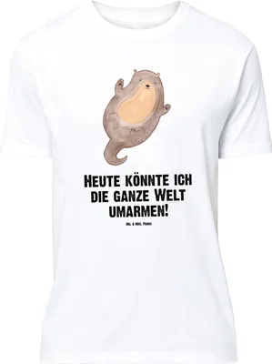 Produktbild von Mr. & Mrs. Panda Größe M T-Shirt Otter Umarmen - Weiß - Geschenk, mit Spruch, Herren, Seeotter See, Tshirt, gut Gelaunt, Shirt, Optimistisch, glücklich, Hallo