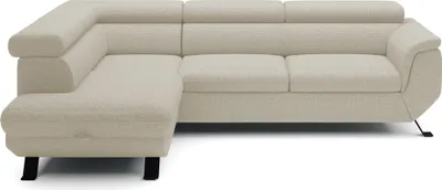 Zdjęcie produktu dla DomoHome ECKSOFA RAVEN L z funkcją spania i pojemnikiem na pościel, wolnostojąca, tapicerowana sofa z regulowanymi zagłówkami, 257x198x96 cm, lewa strona, kolor: beżowy