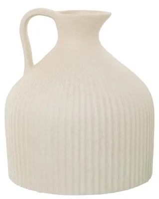 Produktbild von DRW Krug mit Griff aus Keramik mit Rillen in Beige, 21 x 25 cm