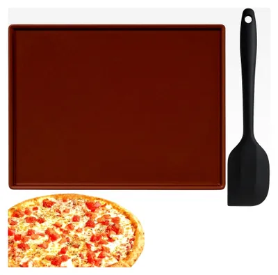 Produktbild von 2 Stück Silikon Backmatte Set, 1 Stück 40x30 cm Dauerbackmatte mit Schaber