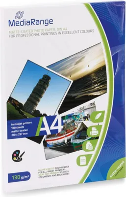 Produktbild von MediaRange Papier Inkjet matt A4 130g 100 Blatt