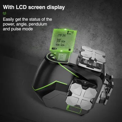 Immagine prodotto di Livella laser 3D - Laser a croce - Laser per l'edilizia - Laser a linea verde - Bluetooth - Con ricevitore