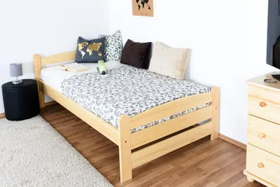 Produktbild von Einzelbett / Gästebett Kiefer massiv Vollholz natur 84, inkl. Lattenrost - Abmessung 100 x 200 cm