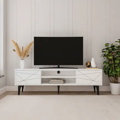 Obrázok produktu pre Skye Decor, Brendon - Biely, TV stolík, 100 % melamínom potiahnutá drevotrieska, biela, 160 x 39,6 x 48,2 cm