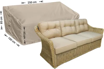 Produktbild von Raffles Covers Loungebank Abdeckhaube 250 x 100 H: 85/65 cm | Atmungsaktiv | Wasserdicht | UV-beständig | Doppelnähte | Elastischer Kordelzug