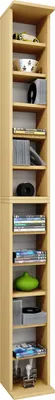 Produktbild von VCM Holzregal stehend | platzsparender CD Schrank für 204 CDs oder 72 DVDs | Maße: H. 180 x B. 21 x T. 20 cm | Elegantes DVD Regal stehend | Blu-Ray Regal | CD Regal - Bigol
