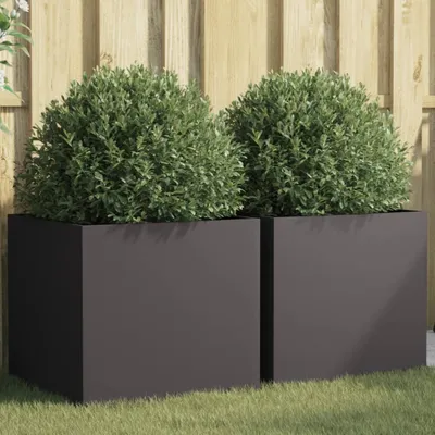 Productafbeelding van Maison Exclusive - Plantenbakken, 2 stuks, zwart, 49x47x46 cm, staal