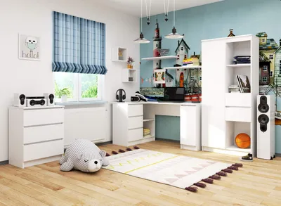 Produktbild von Akord Eckschreibtisch Links 3 Schubladen 1 Schrank Eiche/Weiß 155X85X77 Cm