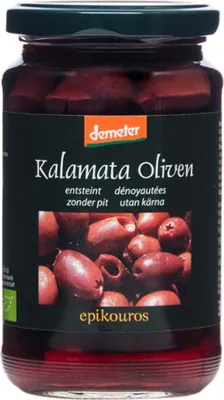 Produktbild von Kalamata Oliven entsteint in Meersalzlake DEMETER 315g