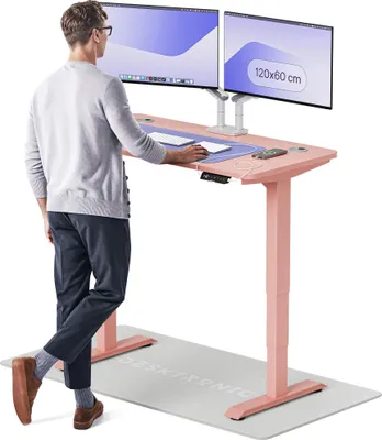 Produktbild von Desktronic HomePro Elektrisch höhenverstellbarer Schreibtisch 120x60cm Rosa/Rosa mit Memory-Funktion, Anti-Kollisions Technologie, USB-A und USB-C-Ladeanschlüssen