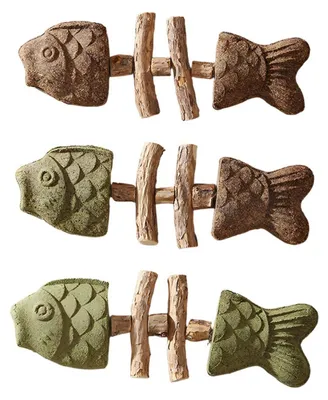 Imagen del producto de INF Varillas interactivas para gato en forma de pez 3 unidades — Mezcla de agallas de silvervine y hierba gatera, varillas de madera multicolor