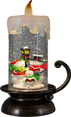 Produktbild von LED Schneelaterne Schneekugel mit Schneemann 22 cm Kerze mit Schneewirbel Weihnachten