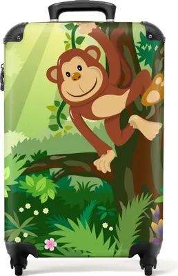 Obrázek produktu pro NoBoringSuitcases.com - Dětský kufr Jungle - Vhodný pro rozměry 55x40x20 cm a 55x35x25 cm - Dětský kufr do příručního zavazadla - Vozík na kolečkách - Cestovní kufr na kolečkách - Víkendový kufr na kolečkách - Dětský vozík vhodný pro chlapce i dívky - Dětský kufr do příručního zavazadla 55x35x20 cm, 36L,