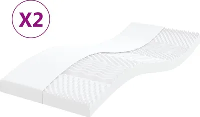 Image de Matelas en mousse 2 pcs blanc 100x200 cm 7 zones dureté 20 ILD