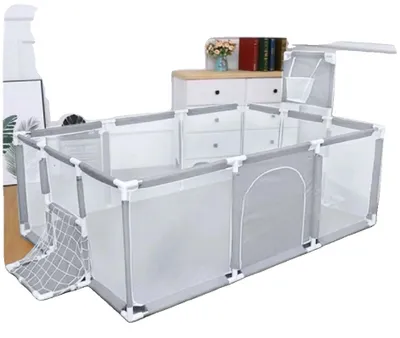 Obrázek produktu pro Dětské hřiště, skládací, bezpečné pro vnitřní i venkovní použití, šedé, 2 fotbalové branky