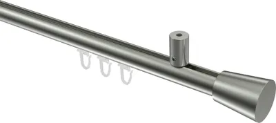 Produktbild von Interdeco Innenlaufstange / Gardinenstange mit Innenlauf Edelstahl-Optik, Typ Sonius Sitra (Konus) Deckenmontage, 20 mm Ø 1-läufig, 200 cm