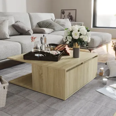 Produktbild von The Living Store Couchtisch Sonoma-Eiche 80x80x31 cm Holzwerkstoff