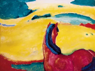 Zdjęcie produktu dla Franz Marc Art Print Obraz - Koń w krajobrazie, 1910 (60 x 80 cm)