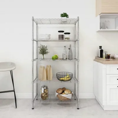 Produktbild von Lagerregal mit 5 Böden 90x35x180 cm Chrom 250 kg Lagerregal für Garage, Abstellraum, Kellerregal