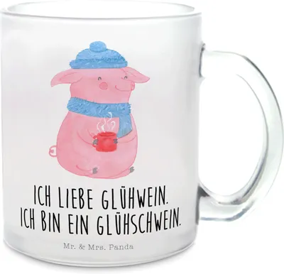 Produktbild von Mr. & Mrs. Panda getränkebecher Schwein Glühwein - Transparent - Geschenk, Teetasse, Trinkglas, Weihnachten, Weihnachtsmarkt, Glühschwein, Tee Tasse, Punsch, Pott, Glas