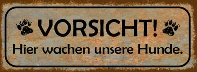 Produktbild von vianmo Holzschild 10x27 cm Vorsicht hier wachen Hunde Warnschild Hinweisschild