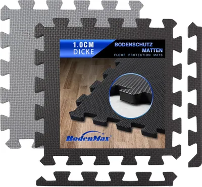 Produktbild von BodenMax® Schutzmatten Set 30x30cm mit 10 mm Stärke-  schwarz (18 Stück)