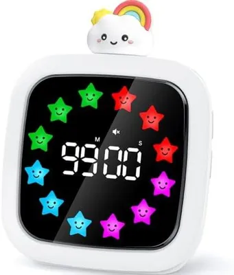 Produktbild von Yunbaoit Visueller Timer, Wiederaufladbarer 99-Minuten-Countdown-Timer, 9 Optionale DIY-Farbanzeige, Zeitmanagement-Tool für Kinder und Erwachsene (Regenbogen)