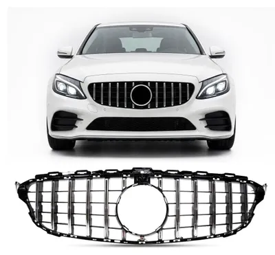 Produktbild von Kühlergrill Grill Schwarz Glanz passend für Mercedes C Klasse W205 S205 14-21 auf Sport-Panamericana GT
