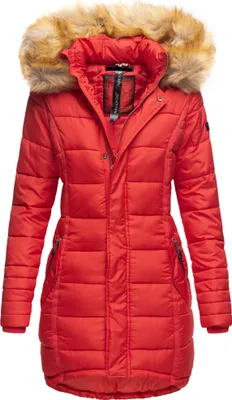 Produktbild von Navahoo PAPAYA Damen Winter Jacke Steppjacke Mantel Parka Kapuze Warm Gefüttert Rot Gr. 36- S