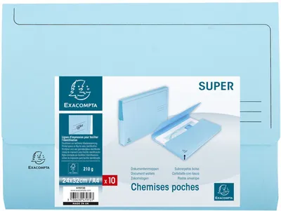 Image de Exacompta Lot de 10 chemises à rabat A4 bleu