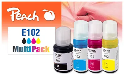 Produktbild von Peach 321328, Standardertrag, Schwarz, Cyan, Magenta, Gelb, 127 ml, 70 ml, 4 Stück(e), Multipack