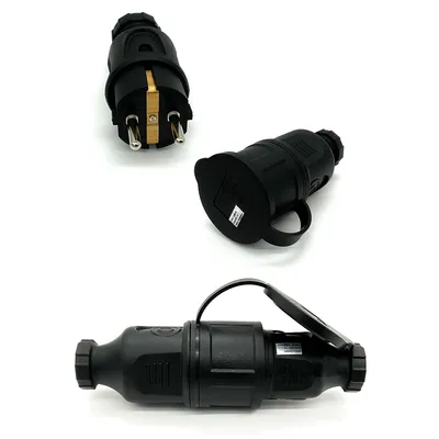 Produktbild von ARLI 2x Schutzkontaktstecker + 2x Schutzkontaktkupplung mit Deckel 16A IP44 – Set