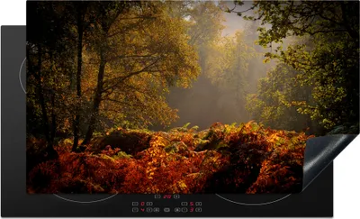 Produktbild von KitchenYeah© Herdabdeckplatte Nebel im New Forest National Park in England , 91x52cm, Küche Deko, Glaskeramikkochfeld Herdabdeckung, Abdeckplatte fùr Kochfeld