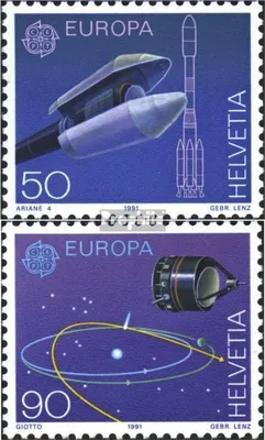 Produktbild von Briefmarken Schweiz 1991 Mi 1444-1445 (kompl.Ausg.) gestempelt Weltraumfahrt