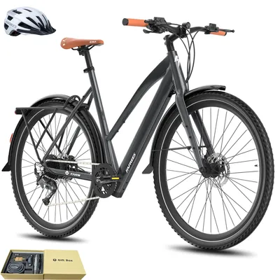 Produktbild von Elektrofahrrad MTB 28 Zoll Rostfreie Aluminiumlegierung bis zu 100 km Wasserdicht IPX4 Damen Pedelec mit 9 Gang, Grau