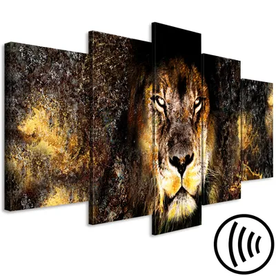 Immagine prodotto di Immagine acustica animale 200x100 cm immagini schiuma acustica ad alte prestazioni fonoassorbente isolamento acustico tela 5 pezzi parete murale acustica ambiente isolamento acustico faccia di leone g-A-0309-b-m