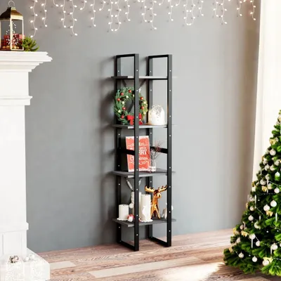 Produktbild von Möbel Bücherregal 4 Böden Grau 40x30x140 cm Massivholz Kiefer - Bücherregale &29057