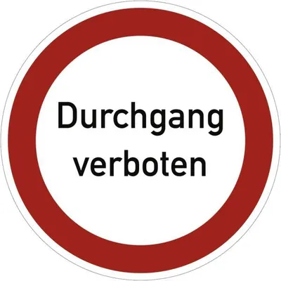 Produktbild von Dreifke® Aufkleber Durchgang verboten, Textschild, Folie, Ø 200 mm