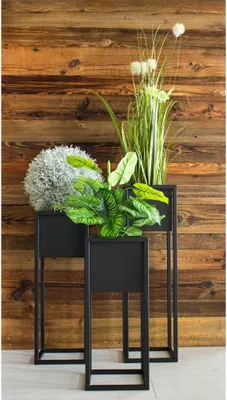 Produktbild von H&S Collection Blumentopf mit Ständer Metall Schwarz 60 cm