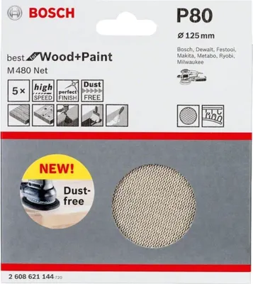 Produktbild von Bosch Professional 5 Stück Schleifblatt M480 P80 Wood and Paint Ø 125 mm,