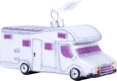 Produktbild von Christbaumschmuck Glas Wohnmobil Camper 7cm weiß